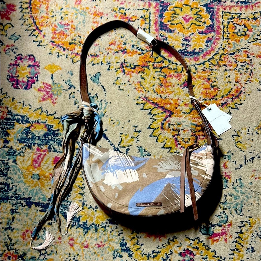 Lucky Brand - Genuine Leather Olive Multi Camo Crossbody Nwt